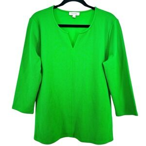 CALVIN KLEIN Women L‎ Christmas Green Tunic Top Pebble Stretch Holiday